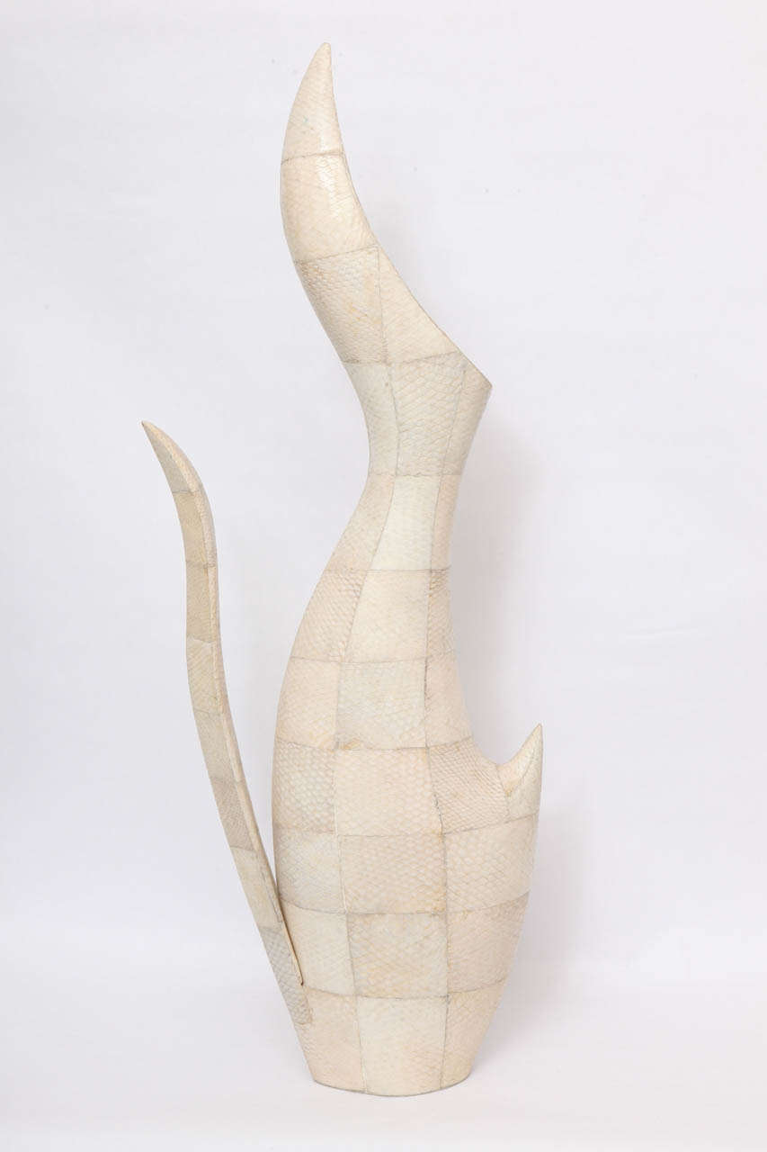 Mid-Century Modern Vase of Snakeskin Sculptural 1970's