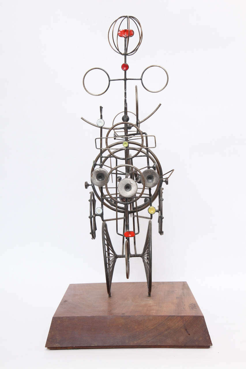 Modernist Metal and Enamel Sculpture Signed J.A. Burlini, 1971 1