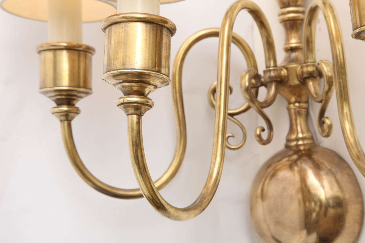 Pair of 1920s Classical Modern Brass Wall Sconces 3