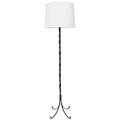 1940s French Art Moderne Hand Wrought Iron Floor Lamp 5