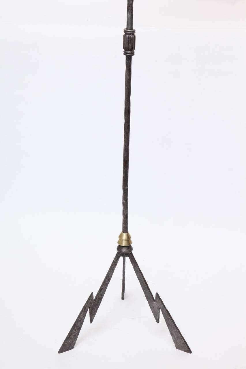 1920s Art Deco American Modernist Iron and Brass Floor Lamp In Excellent Condition In New York, NY