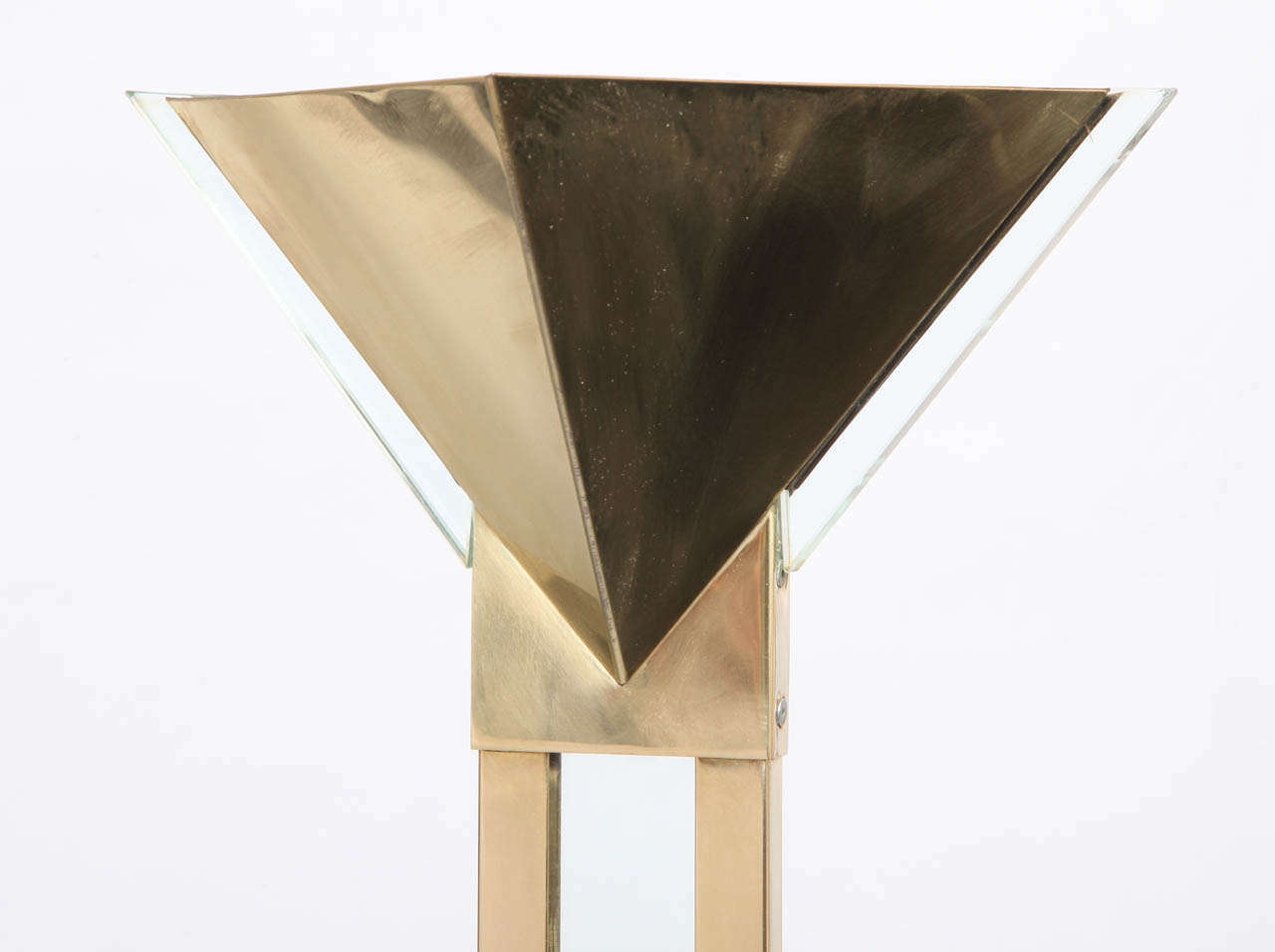 A 1970's Modernist Torchere Brass And Lucite By Sonneman In Excellent Condition In New York, NY