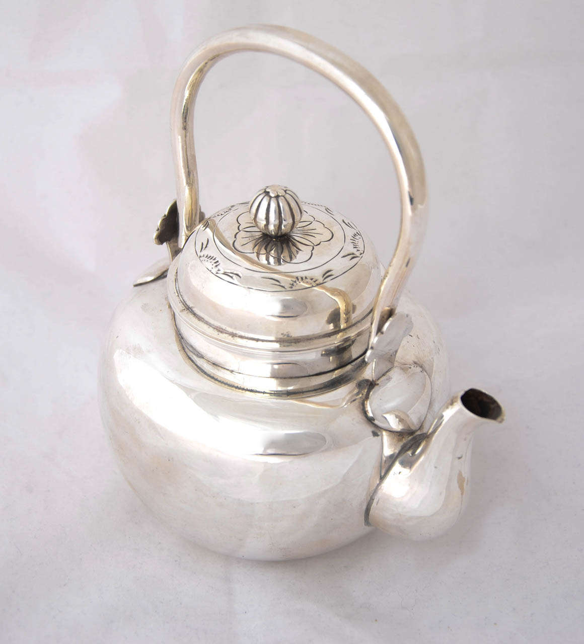 20th Century Japanese Silver Tea Kettle