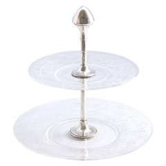 Hawkes Sterling Silver-Mounted Crystal Double Tiered Serving Stand
