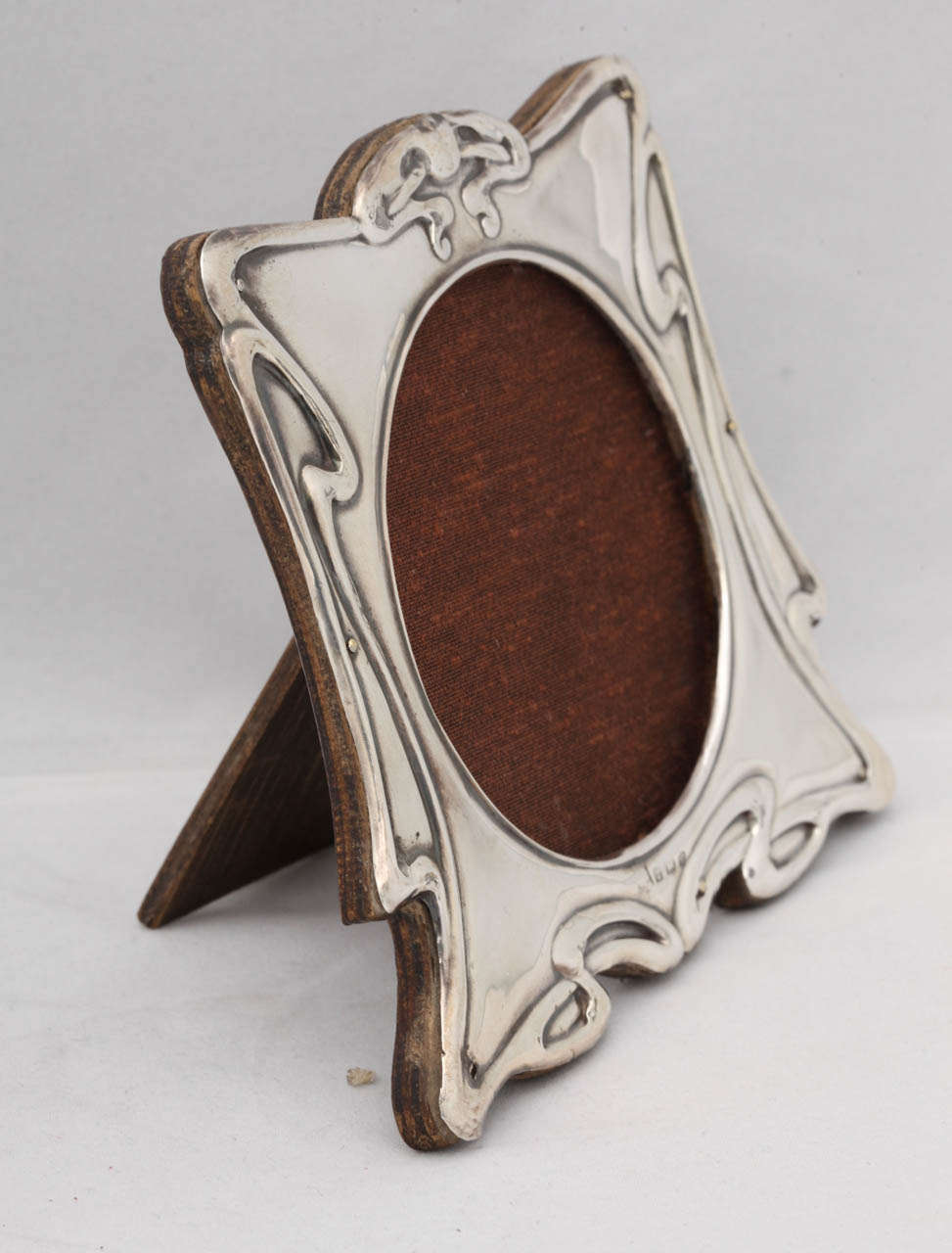 Art Nouveau, sterling silver picture frame, wood backed, Birmingham, England, 1900. @5