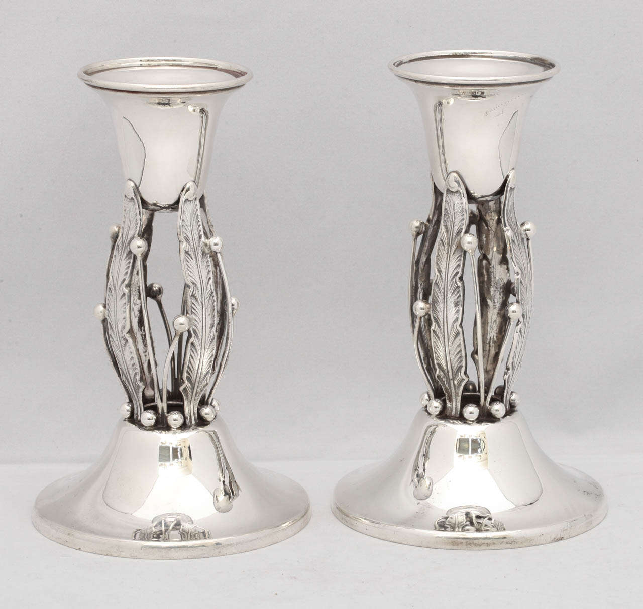 Beautiful Pair of Art Deco Sterling Silver Candlesticks In Excellent Condition In New York, NY