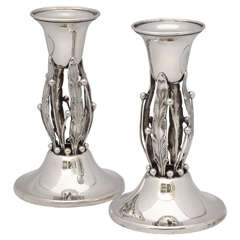 Beautiful Pair of Art Deco Sterling Silver Candlesticks