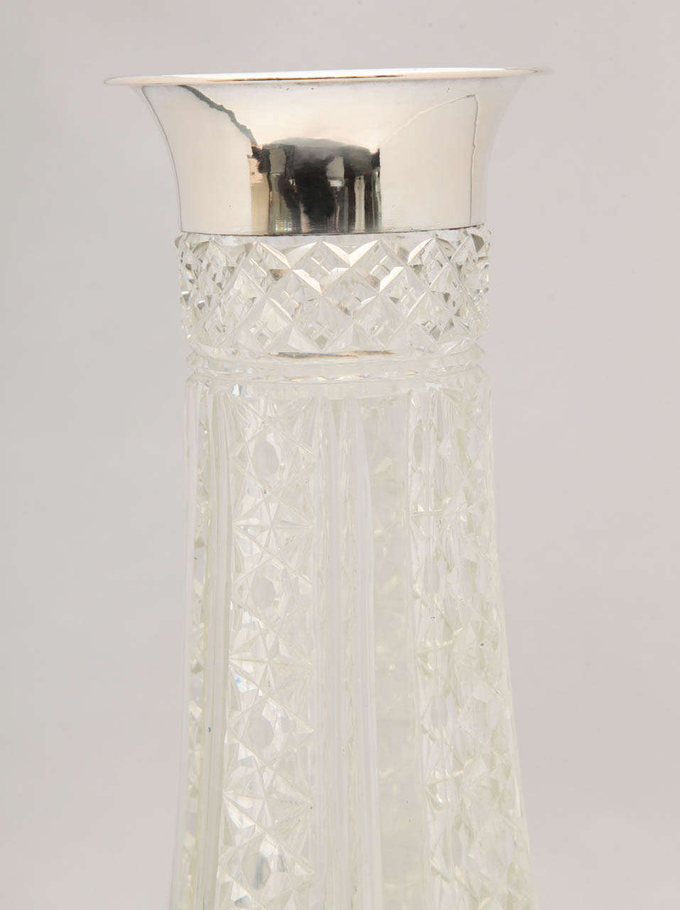 Edwardian Large Continental Silver-Mounted Crystal Vase
