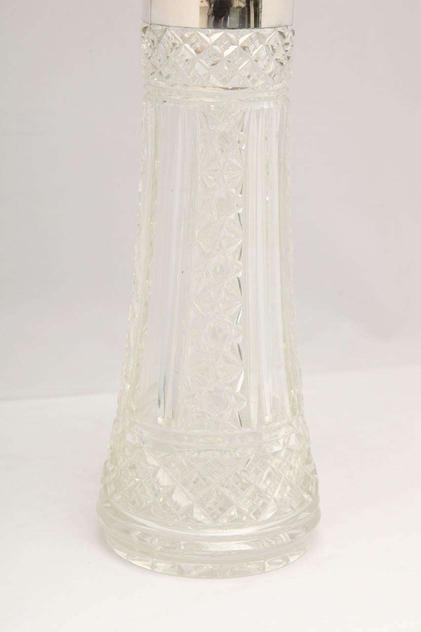 Large Continental Silver-Mounted Crystal Vase In Excellent Condition In New York, NY