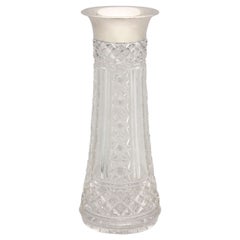 Large Continental Silver-Mounted Crystal Vase