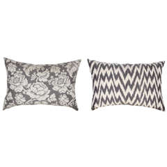 Pair of Brown and White Pillows
