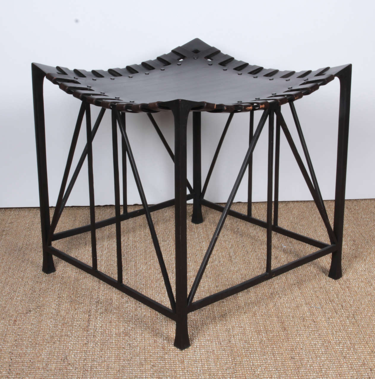 Other Contemporary Bronze and Leather Stool For Sale