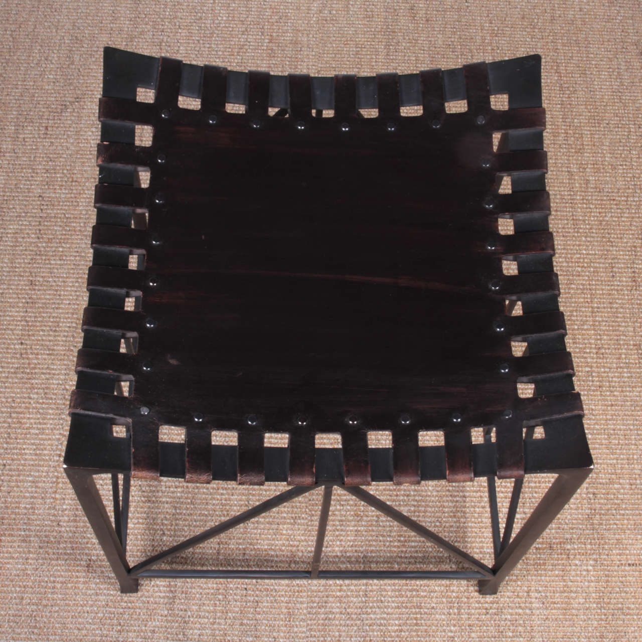 Contemporary Bronze and Leather Stool For Sale 3