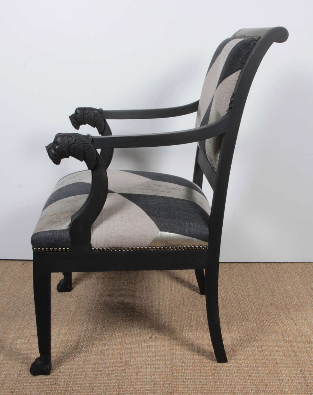 Black Bergeres with Black and Silver Upholstery 2