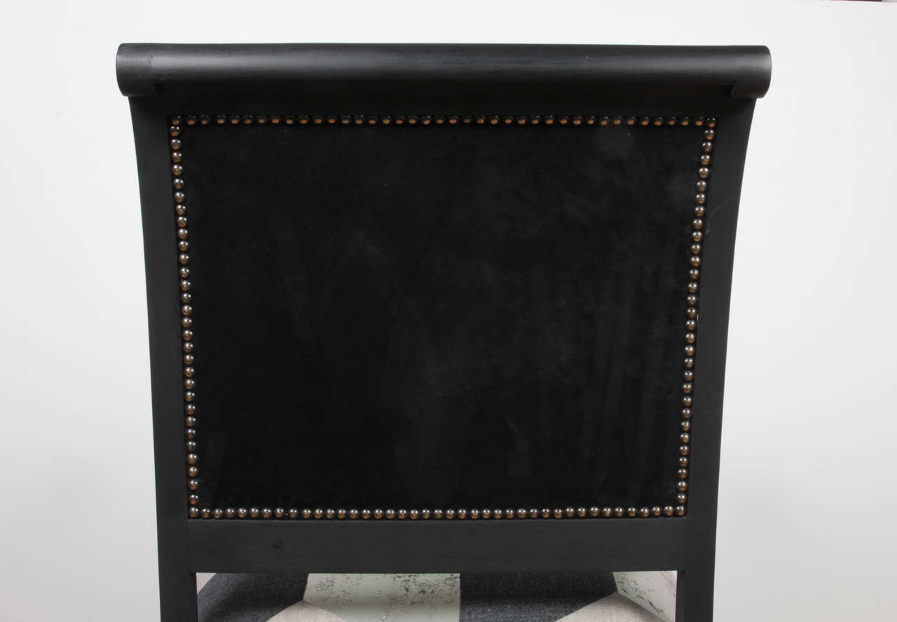 Black Bergeres with Black and Silver Upholstery 4