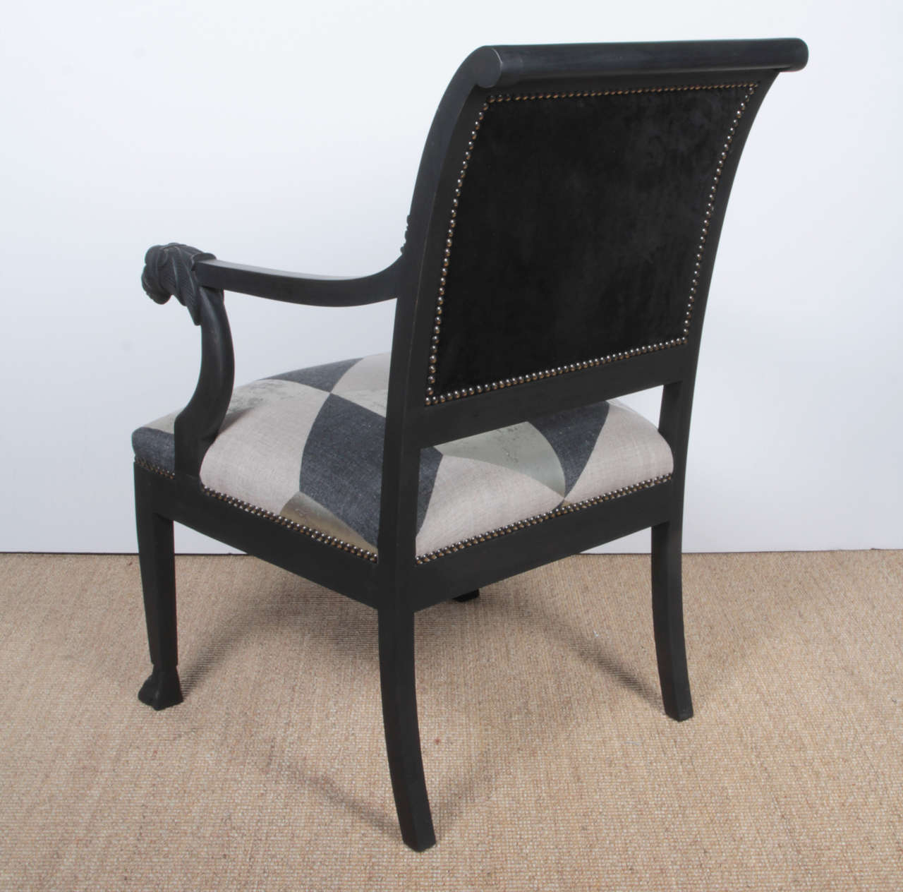 Black Bergeres with Black and Silver Upholstery 5