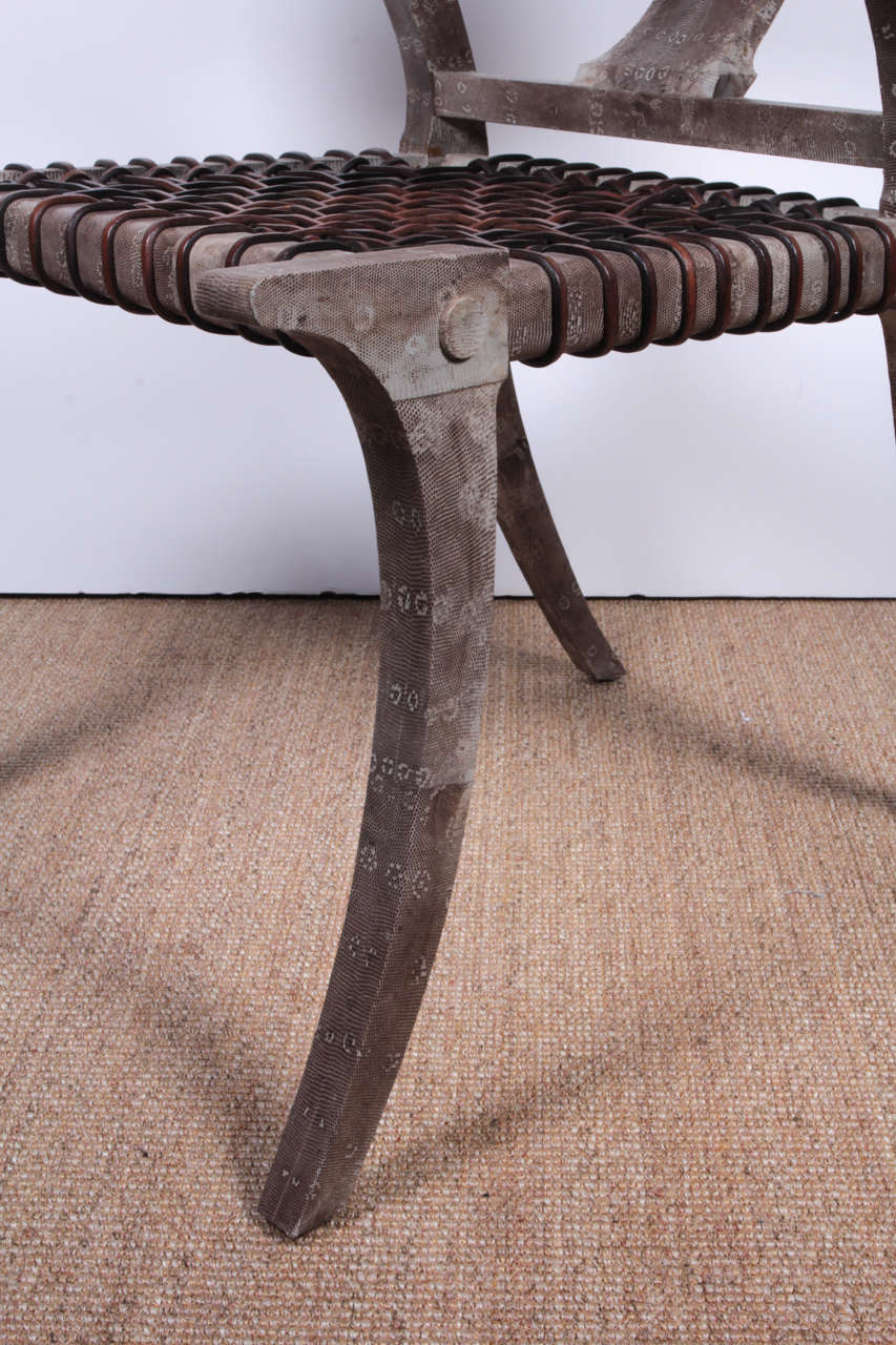 Natural Grey Lizard Klismos Chair In Excellent Condition For Sale In New York, NY