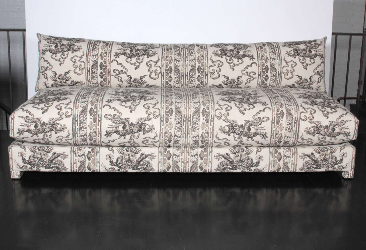 Antony Todd Armless Sofa Upholstered in Jim Thompson Hand-Blocked Fabric In Excellent Condition For Sale In New York, NY