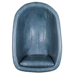 Custom Blue Leather Hanging Egg Chair