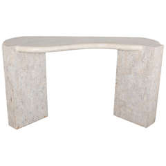 Table console sculpturale en pierre tesselée