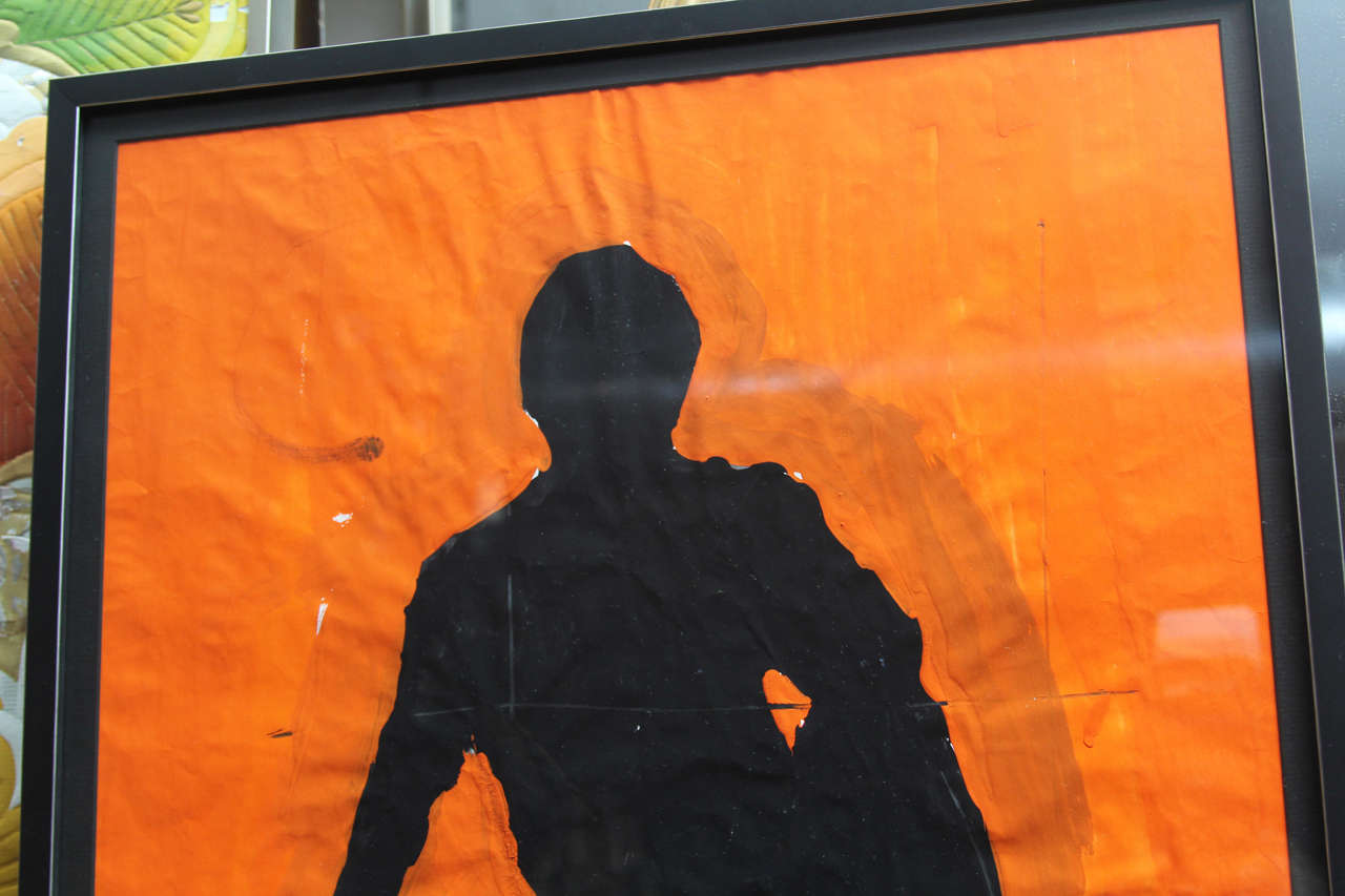 Late 20th Century Silhouette on Orange Painting