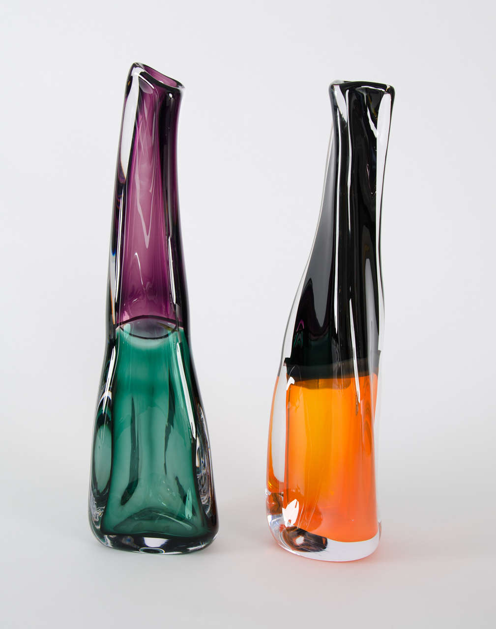 Modern Sommercalmo 83, a Unique glass Vase in clear, black & orange by Vic Bamforth For Sale