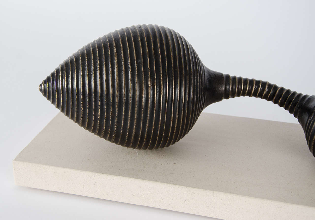 Modern Conical Terminals, limited edition patinated bronze sculpture by Vivienne Foley For Sale