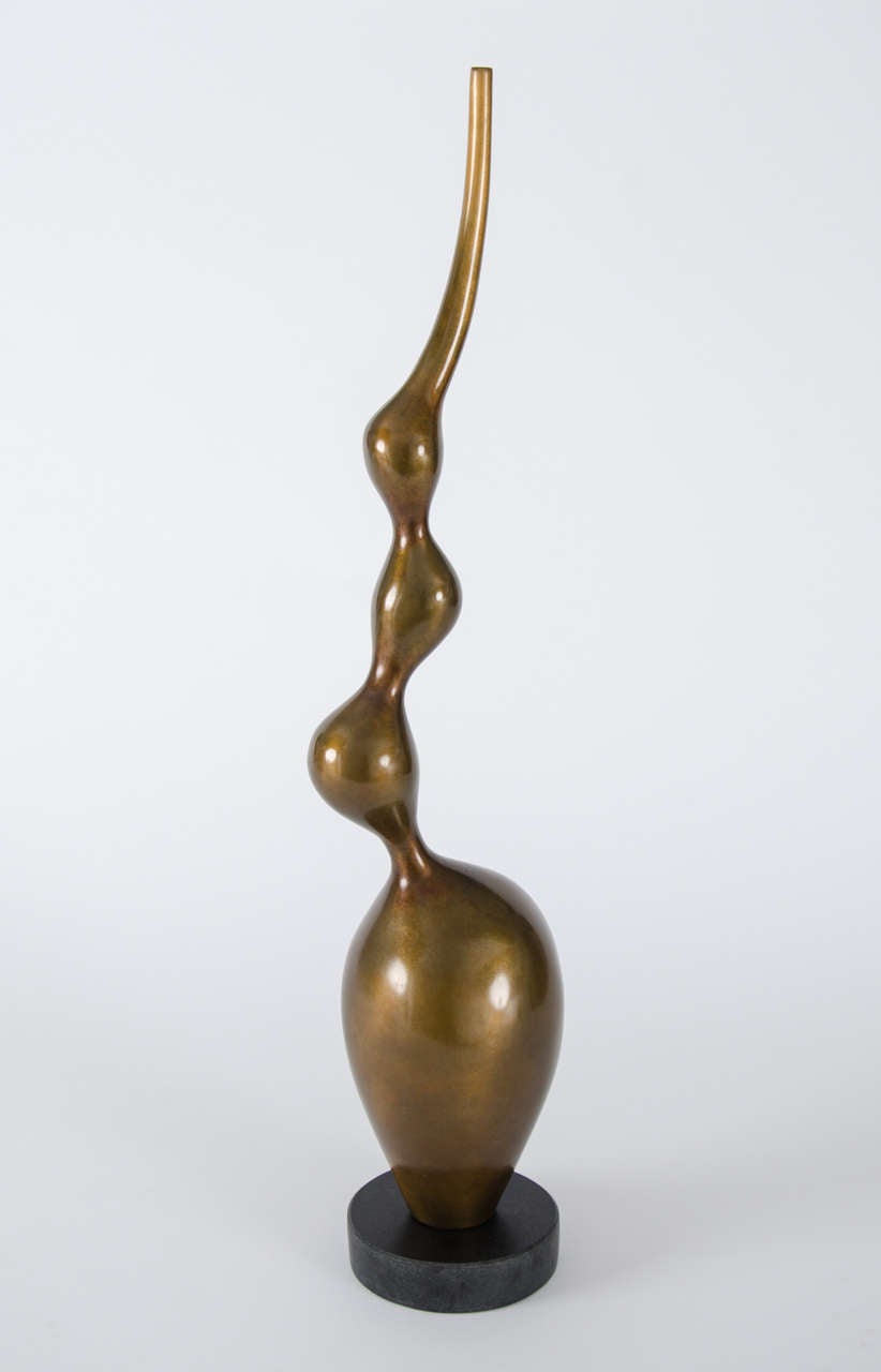 Organic Modern Triple Balance, a unique patinated bronze sculpture by Vivienne Foley