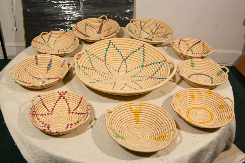 10 DIFFERENT MARICHE PALM BASKETS- WOVEN FROM FLEXABLE PALM LEAFS.<br />
BY WARAO TRIBE LOCATED NEAR ORINOCO RIVER DELTA- AMACURO VENE