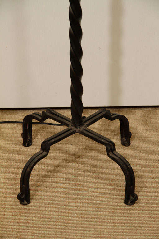 French Twisted-Stem Iron Floor Lamp