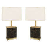 Pair Lacquered Goatskin Lamps