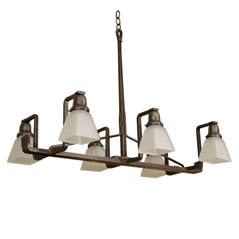 Iron Six Light Chandelier For Sale