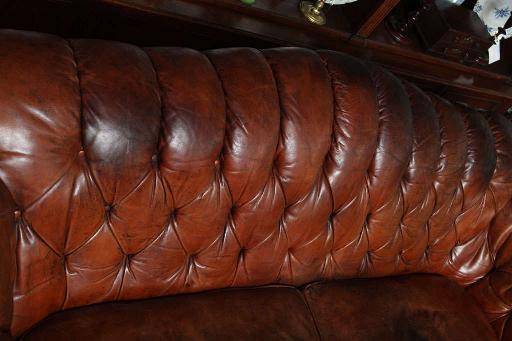 Brass Edwardian Leather Sofa