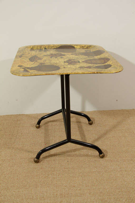 Piero Fornasetti Air Balloon Decorated Small Folding Table In Good Condition For Sale In New York, NY