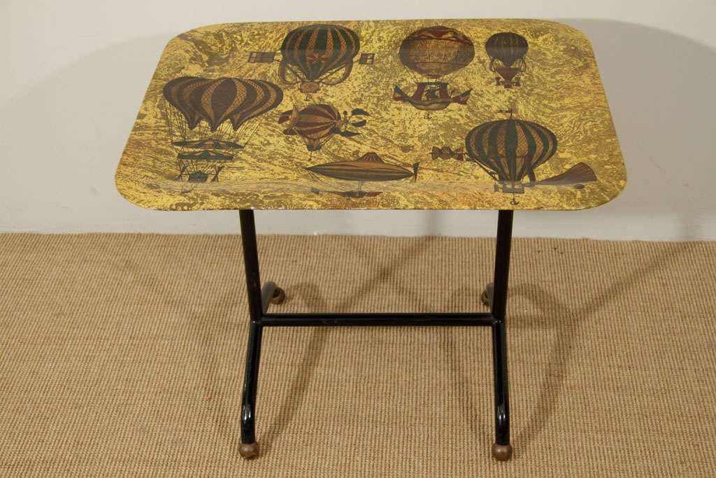 Piero Fornasetti Air Balloon Decorated Small Folding Table For Sale 2