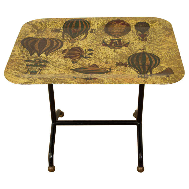 Piero Fornasetti Air Balloon Decorated Small Folding Table For Sale