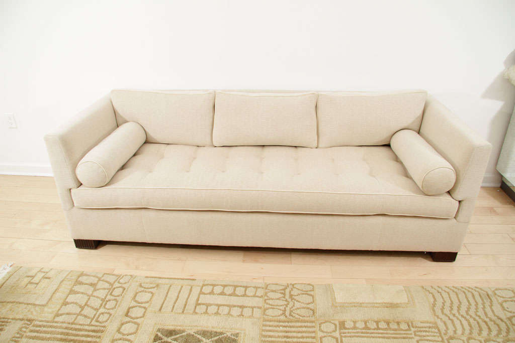 Art Deco Style Tuxedo Sofa with Carved Fluted Legs 3