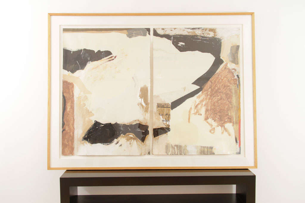 Mixed Media Abstract Collage Diptych By Eugene Sanders 3