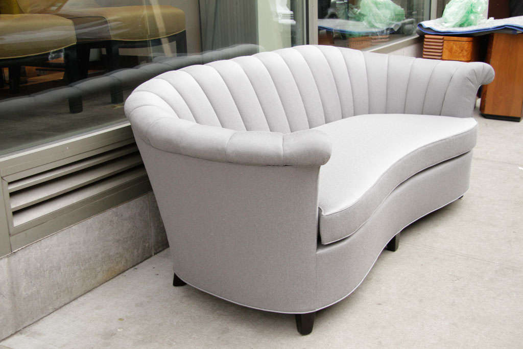 Ebonized Hollywood Channel-Back Sofa