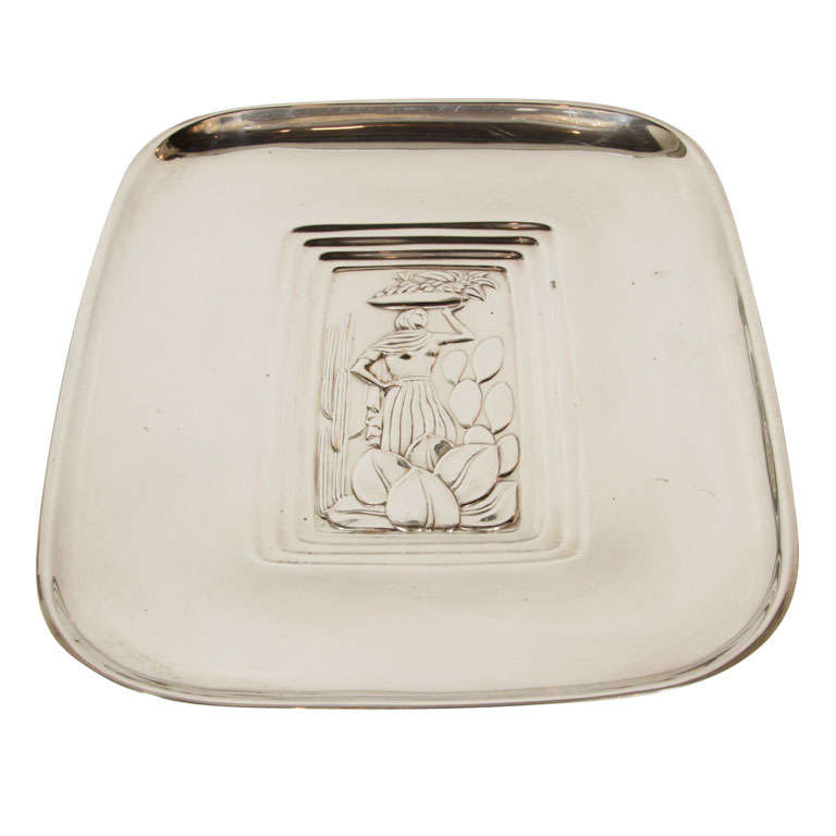 Art Deco International Silver Co. "Tropical" Pattern Tray