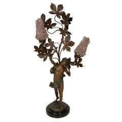 Antique Sculptural Lamp With Allegorical Figure