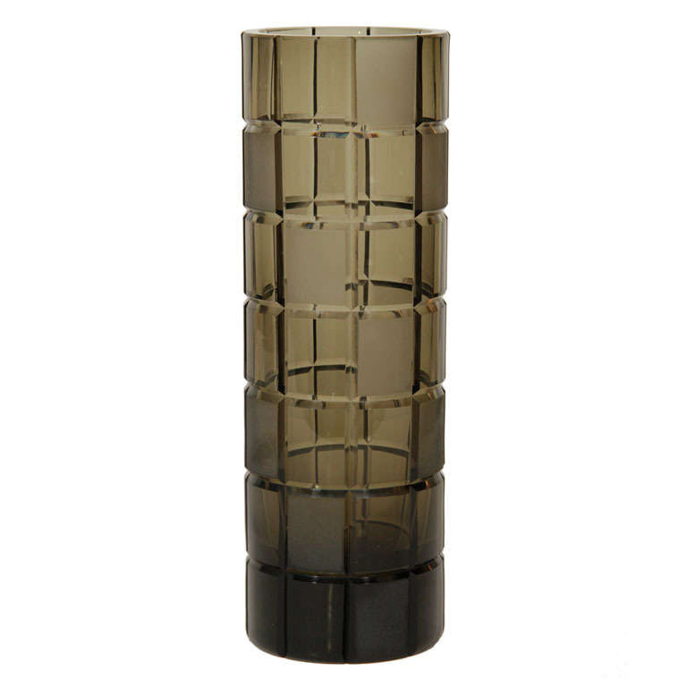 Rosenthal Vase mit geräuchertem Schliffkristall