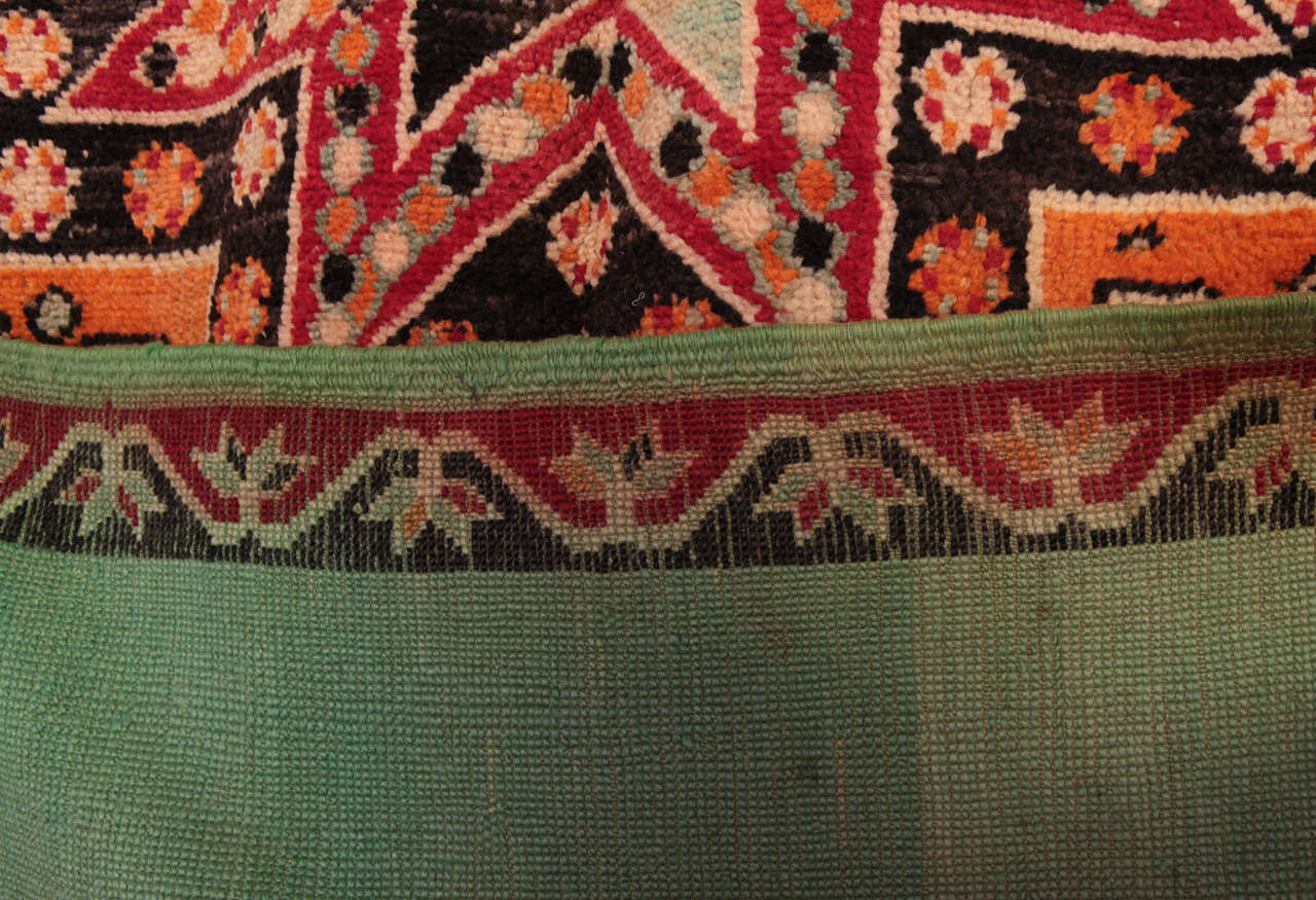Mid-20th Century Vintage Aqua Green Moroccan Star Octagon Wool Rug, 1930's
