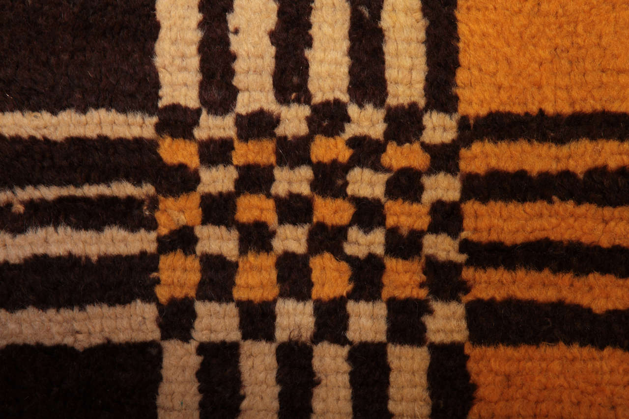 Hand-Knotted Vintage Moroccan Modernist Wool Berber Rug For Sale