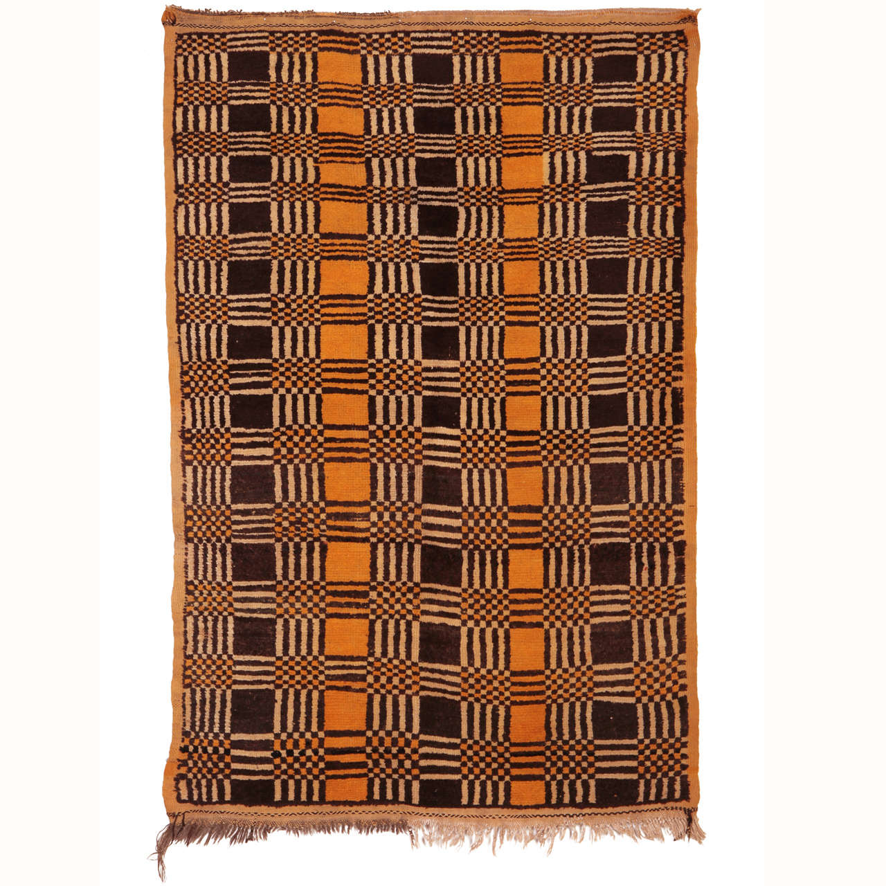 Vintage Moroccan Modernist Wool Berber Rug