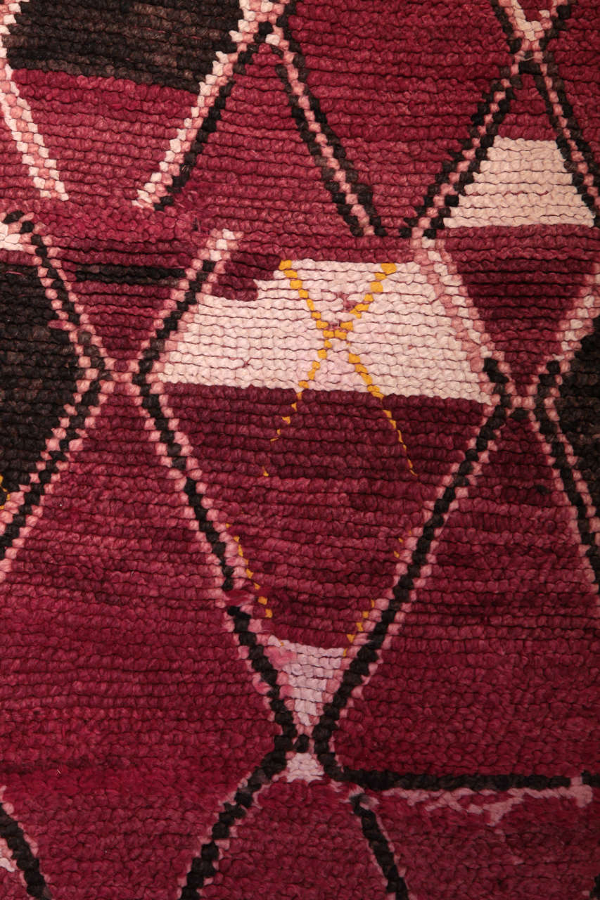 Tribal Vintage Moroccan Berber Abstract Geometric Wool Rug, 1940's For Sale
