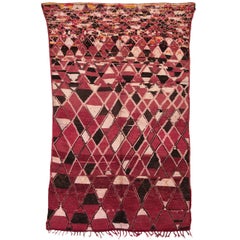Vintage Moroccan Berber Abstract Geometric Wool Rug, 1940's