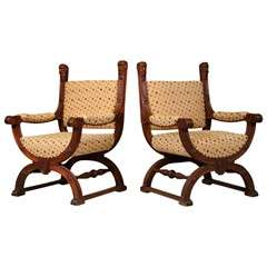 Pair of Baronial Armchairs 3