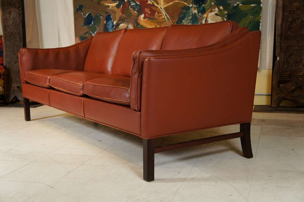 Danish Modern Leather Sofa at 1stDibs