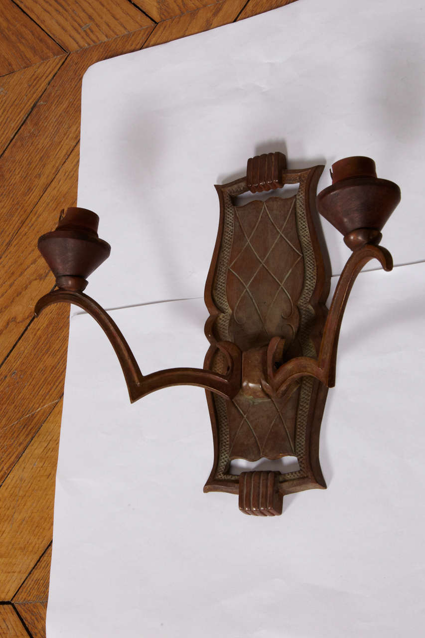 French Pair of 1940s Sconces in the Style of Jules Leleu